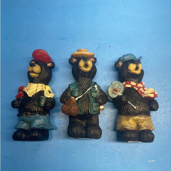 Magic Creations Black Bear Figurine Set of 3 Fishing Camping Vintage - Picture 7 of 10
